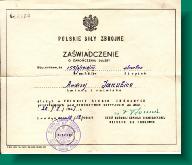 Polish Military Service Termination Certificate 